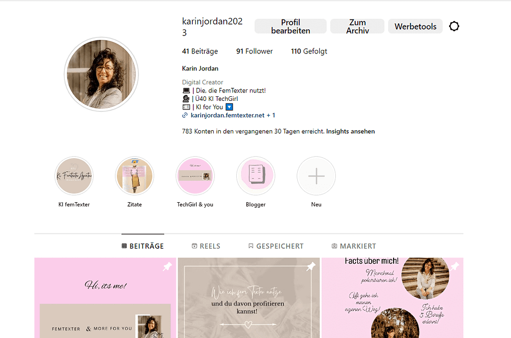 Scrennshot von meinem Instagram Account um zu sehen wie der Wachstum weiter geht